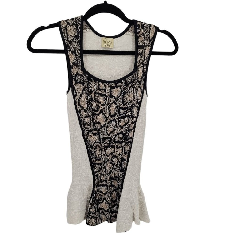 Torn by Ronny Kobo women XS small * black tank animal print stretch